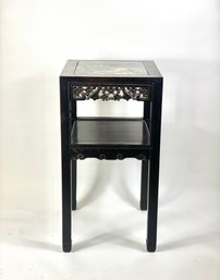 Beautiful Marble Top Chinese Stand With Flower Carvings