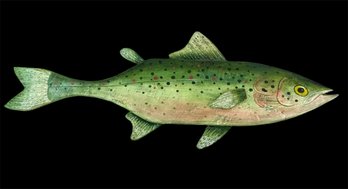 Large Original Wooden Trout By Warren Kimble