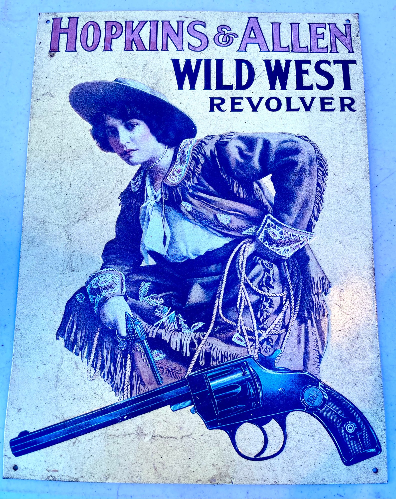 Hopkins & Allen Wild West Metal Sign #5366 | Auctionninja.com
