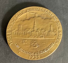 Large Bronze Commemorative 300 Anniversary Of New Haven, Connecticut With Presentation Box