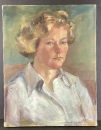 Signed Original Joyce Kutcher Oil Painting Of A Young Woman