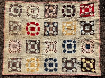 80 X 64 Vintage Shoofly Pattern Patchwork Quilt