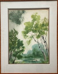 Original Early Summer Watercolor Painting Matted  And Framed