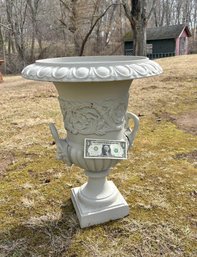 Federal Style Heavy Cast Iron Urn With Handles & Lion Heads #1