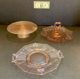 Antique Pink Depression Glass Serving Pieces