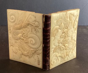 Antique Chinese Qing Dynasty Carved Ivory Card Case Signed By Artist
