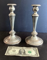 One Pair Of Vintage Sterling Candlesticks By Shereve Crump & Low Company
