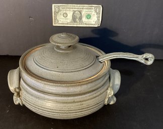 Signed Chris Davis Stoneware 2 Handled Soup Tureen With Ladle And Fitted Lid