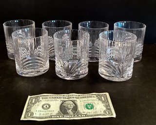7 Royal Crystal Rocks Glasses/ Aurea Pattern/Double Old Fashioned Glasses