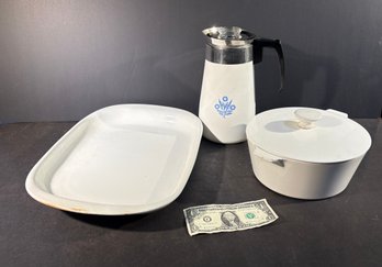 3 Mid Century Service Items Arabia, Corning, Centura