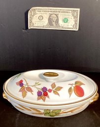 Royal Worcester Eversham Porcelain Small Lidded Serving Dish With Fruits And Vegetables