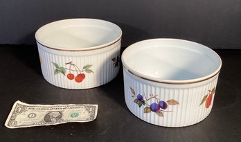 2 Mid-century Royal  Worcester Eversham Souffle Oven To Table Dishes
