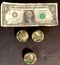 Antique French Enamel & Marcasite Clip Earrings And Brooch