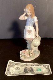 Retired Lladro Porcelain Figure Titled:  Dropping The Flowers/Oh My Goodness