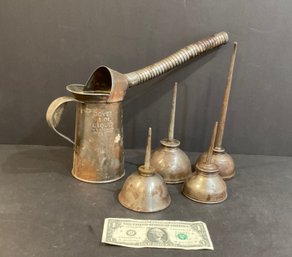 5 Antique Oil Cans