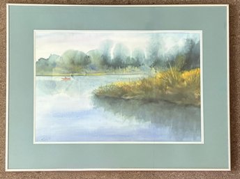 Original David Cain Watercolor Painting Titled Bass Lake