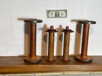 4 Antique Commercial Thread Spools/ Candlesticks