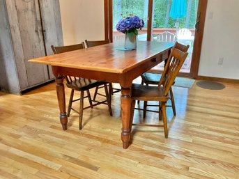 Vintage  Long Pine & Maple Wood Country Farm Table   72 X 34.5 Top