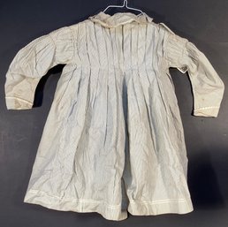 Antique Hand Made Childs Long Sleeve Cotton Twill Smock With Detachable Collar
