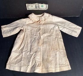 Antique Hand Made Childs  Lightweight Coat With Eyelet Trimmed Collar
