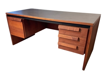 Denka Mid Century Modern Floating Top Teak  Desk  Poul Cadovius