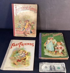 3 Antique Paper And Cardboard Chjildrens Books