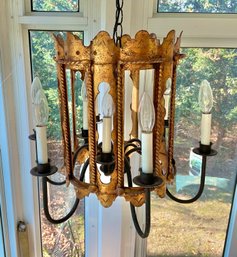 Vintage Gilded Metal And Brass Hanging Fixture
