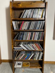 Pine Standing CD Cabinet With 170 CDs