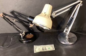 2 Mid Century Architect Lamps: 1 Clamp Lamp & 1 Desk Lamp