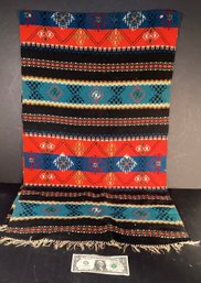 Vintage Loomed Wool Serape In Vibrant Colors And Patterns