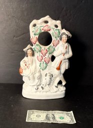 Antique English Staffordshire Pottery Pocket Watch Hutch ( Holder )