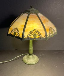 Antique Artglass  Carmel Colored Table Lamp