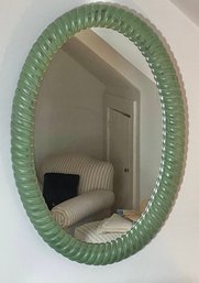 Large Green Oval Rope Twist Decorator  Wall Mirror