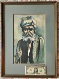Original Watercolor Signed G D Thyaga Roi Of A Indian Man