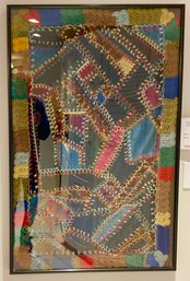 Antique Childs 19th Century Crazy Quilt Framed.