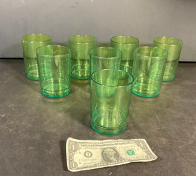 8 Original Mid Century Georges Briard Style Atomic Green Lucite Glasses
