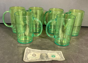 6 Original Mid Century Georges Briard Style Atomic Green Lucite Glasses