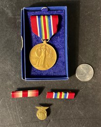 WWII Merchant Marine Victory Medal & Bar Pins
