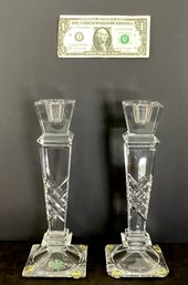 2 Lead Crystal Candlesticks By Shannon Glassworks