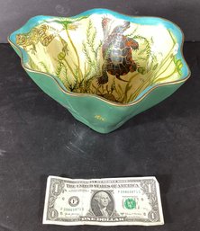 Hand Painted Brazillian & Imburia Wood Bowl By Connecticut  Artist Dorie Petrochko