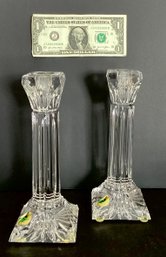 2 Waterford Lead Crystal Column Candlesticks