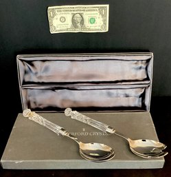 Waterford Crystal Large Salad Server Set With Lead Glass And Stainless Steel