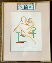 1982 Framed Watercolor Signed By Artist Titled: Nude With A Fan