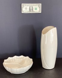 2 Lenox Porcelain Pieces : Tall Vase And