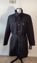 New With Tags Size L Cole Haan Black Winter Coat With Belt
