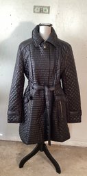 #1 New With Tags Size XL Via Spiga Medium Weight Black Car Length Coat With Belt