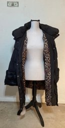 New With Tags Betsey Johnson Size L Black Winter Jacket With Faux Fur Cuffs