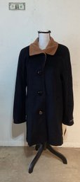 New With Tags  Ellen Tracy Size 12 Angora And Wool Button Down Coat In Black & Tan