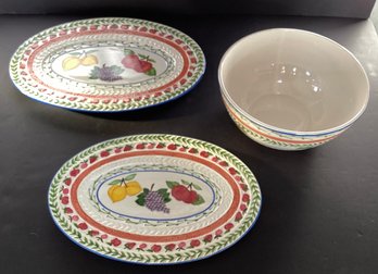 Strata Group Fresh An Fruity Serving Bowl,  9 Cereal Bowls 2 Platters And Salt/pepper Shakers