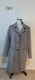 New Without Tags Size 12 Jonathan Michael Wool Coat With Faux Leather Piping